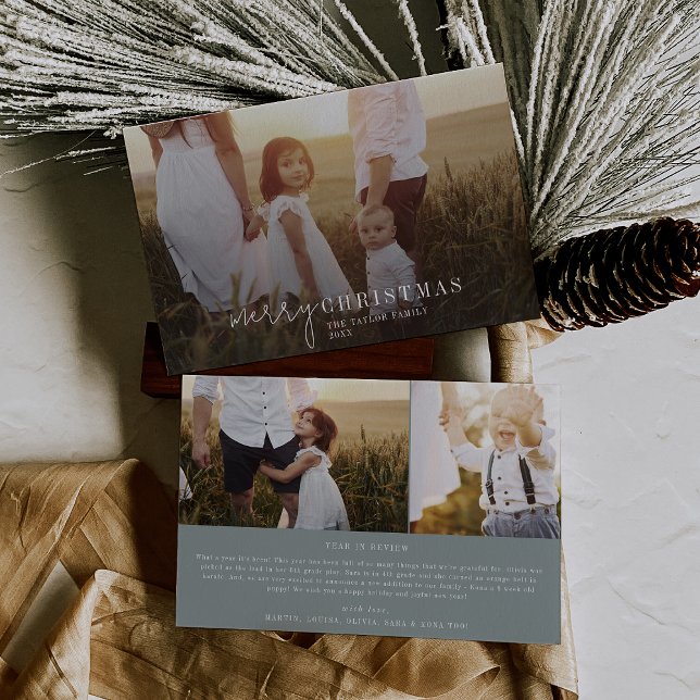 Modern Chic Seafoam Photo Overlay Christmas News Holiday Card (Creator Uploaded)