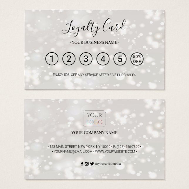 Modern Chic Shiny Loyalty Punch Card (Front & Back)