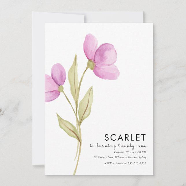 Modern Chic Simple 21st birthday  Invitation (Front)