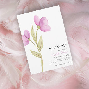 Modern Chic Simple 25th birthday  Invitation
