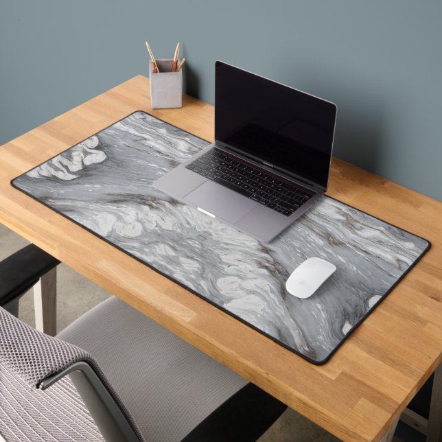 modern chic simple minimalist white grey marble desk mat (Office 2)