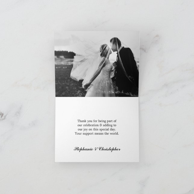 Modern Chic Simple Script Wedding Photo Thank You Note Card (Inside)