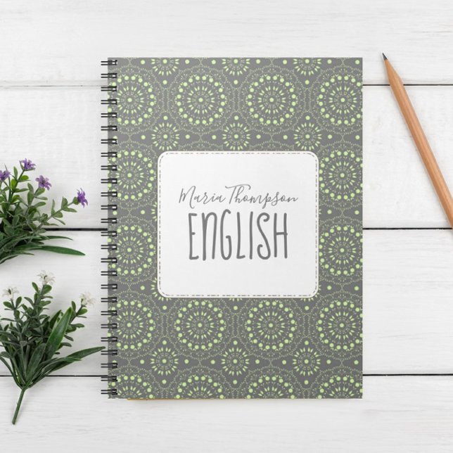 Modern Chic Simple Student Subject Green Grey Notebook (Creator Uploaded)