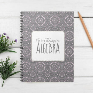 Modern Chic Simple Student Subject Lite Pink Grey Notebook
