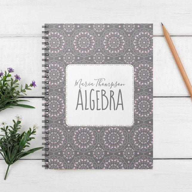Modern Chic Simple Student Subject Lite Pink Grey Notebook (Creator Uploaded)