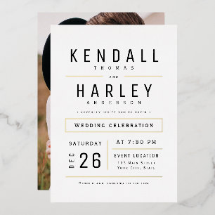Modern Chic Simple Typography Photo Wedding