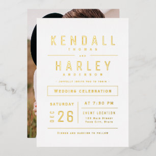Modern Chic Simple Typography Photo Wedding Foil I