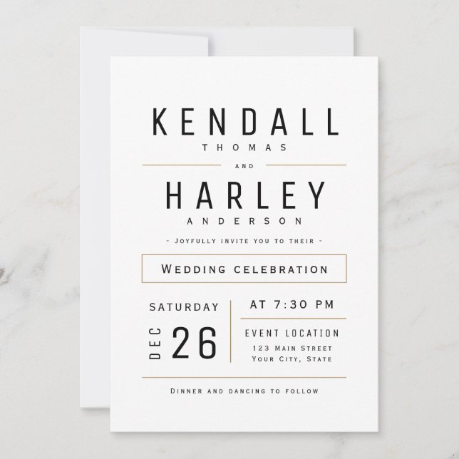 Modern Chic Simple Typography Photo Wedding Invitation (Front)