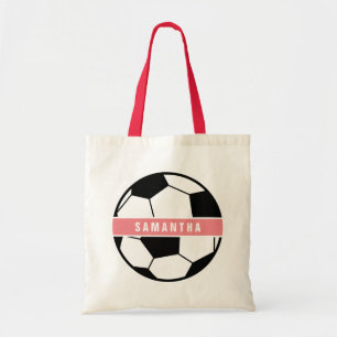 Modern Chic Soccer Ball Girly Pink Sports Monogram Tote Bag