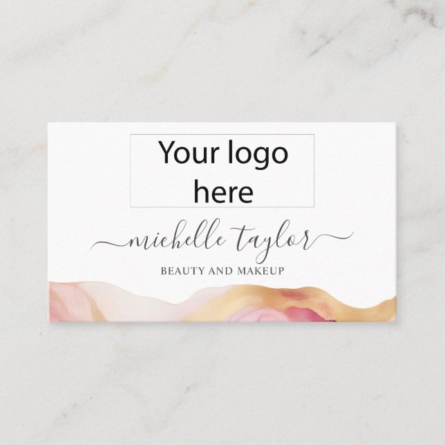 Modern Chic Social Media QR Code Your Logo Here Business Card (Front)