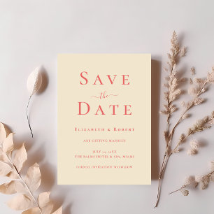 Modern Chic Soft Coral Typography Save the Date Invitation