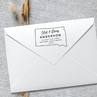 Modern Chic SOUTH DAKOTA State Return Address Rubber Stamp