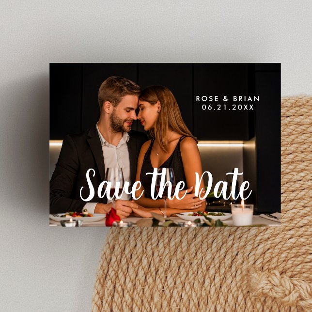 Modern Chic Statement Save The Date Photo Card (Modern chic save the date photo card announces your wedding with bold personal style.)