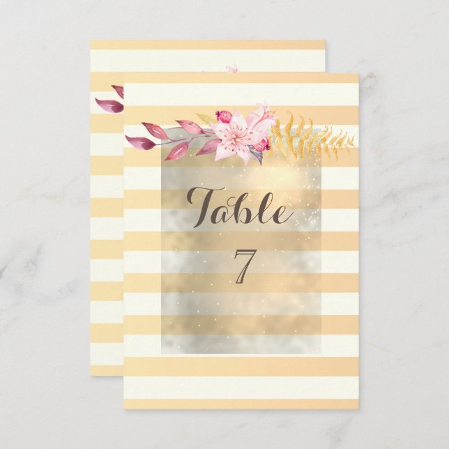 Modern  Chic Striped  Flowers Table Card (Front/Back)