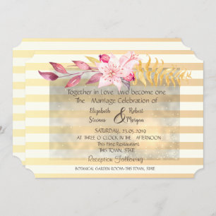 Modern Chic Striped Flowers Wedding Invitation