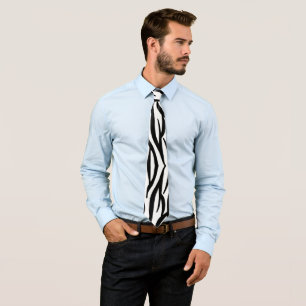 Modern chic stylish black white zebra print tie