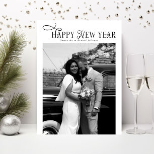 Modern Chic Stylish Photo Collage Happy New Year  Holiday Card