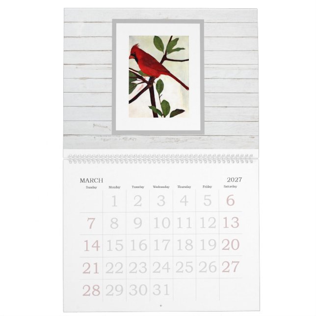 Modern Chic Stylish Watercolor Birds Calendar (Mar 2027)