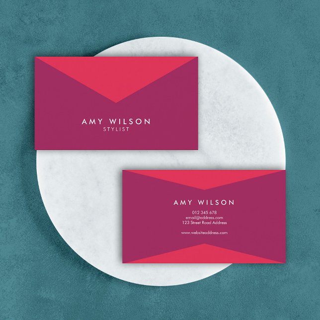 Modern Chic Stylist Colour Block Pink Purple Business Card (Creator Uploaded)