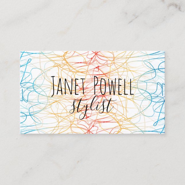 modern chic stylistblue aqua custom business cards (Front)