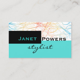 modern chic stylistblue aqua custom business cards