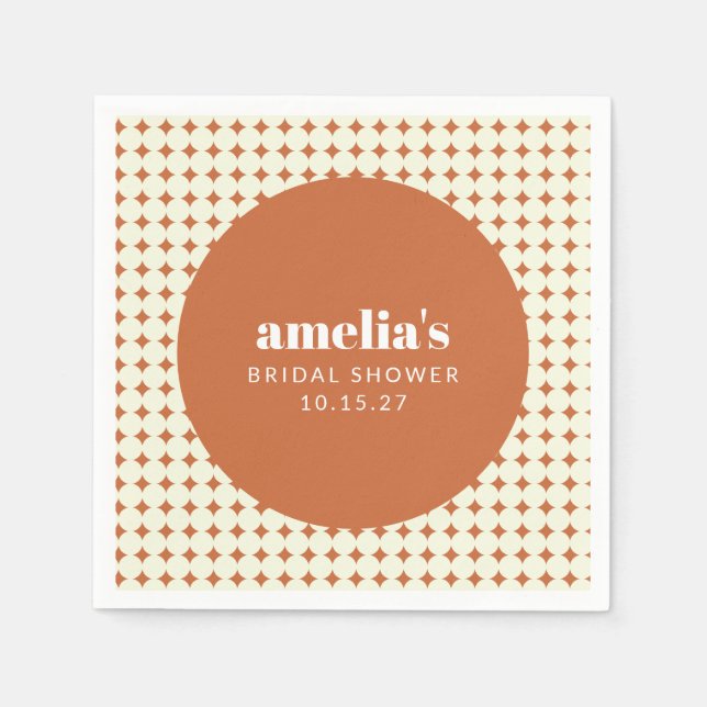 Modern Chic Terracotta Dots Bridal Shower Custom Napkin (Front)