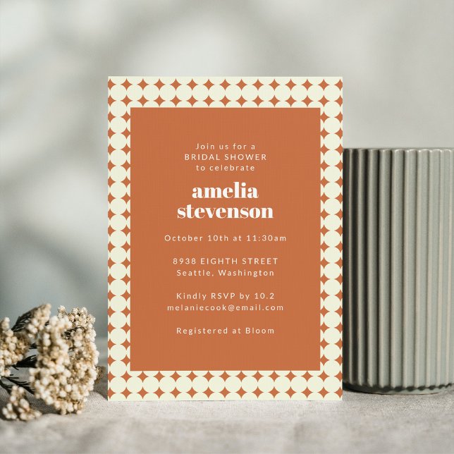 Modern Chic Terracotta Dots Bridal Shower Invitation (Creator Uploaded)