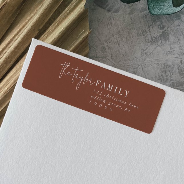 Modern Chic Terracotta Family Return Address Label (Creator Uploaded)
