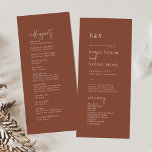 Modern Chic Terracotta Rust Flat Wedding Program Programme<br><div class="desc">This minimalist chic terracotta rust flat wedding program is perfect for a simple wedding. The desert boho design features rustic unique and stylish bohemian typography in an earthy burnt orange rust colour. Include the name of the bride and groom, the wedding date and location, thank you message, order of service,...</div>