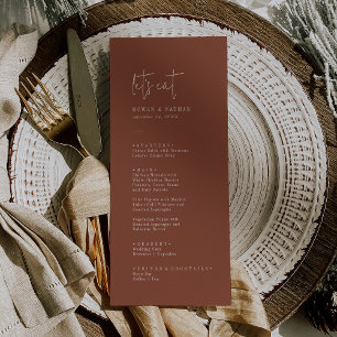 Modern Chic Terracotta Rust Let's Eat Wedding Menu