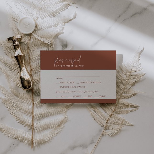 Modern Chic Terracotta Rust Menu Choice RSVP Card (Creator Uploaded)