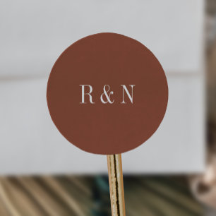 Modern Chic Terracotta Rust Monogram Stickers