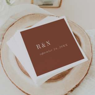 Modern Chic Terracotta Rust Monogram Wedding Napkin