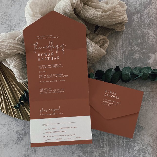 Modern Chic Terracotta Wedding All In One Invitation (Creator Uploaded)