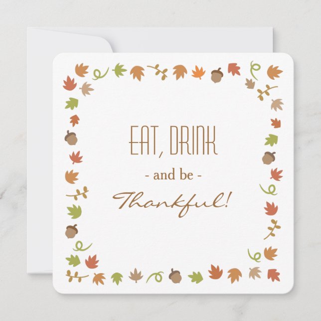 Modern Chic Thanksgiving Dinner Party Invitations (Front)