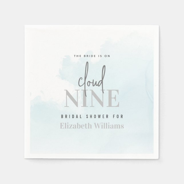 Modern Chic The Bride is On Cloud 9 Bridal Shower Napkin (Front)