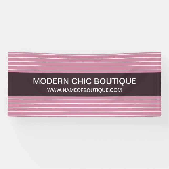 Modern Chic Thin Pink Stripes Fashion Boutique Banner (Horizontal)