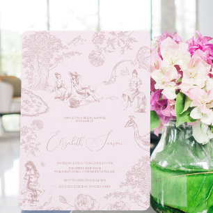 Modern Chic Toile de Jouy Picnic Bridal Shower   Invitation