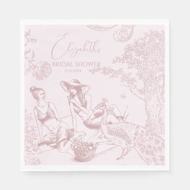 Modern Chic Toile de Jouy Picnic Bridal Shower  Napkin (Front)