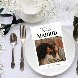 Modern Chic Travel Destination Theme Photo Wedding Table Number