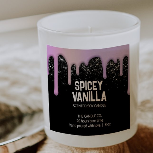 Modern Chic Trendy Pink Purple Drips Candle Label (Creator Uploaded)