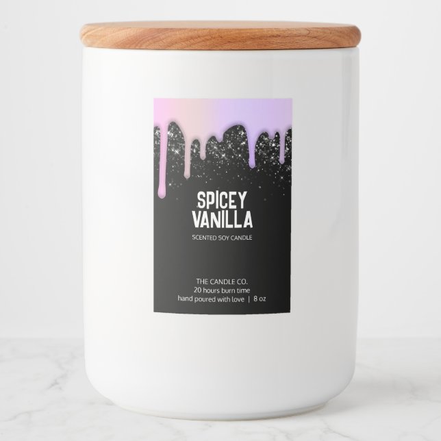 Modern Chic Trendy Pink Purple Drips Candle Label (Front)