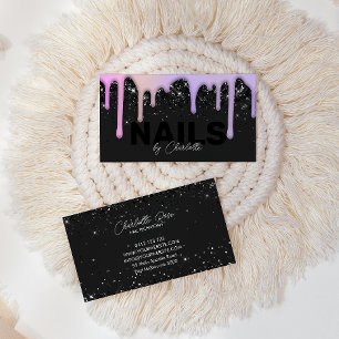Modern Chic Trendy Pink Purple Drips Nail Business Card