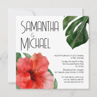 Modern Chic Tropical Floral Wedding Invitation
