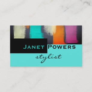 modern chic turquoise abstract paint design custom business card