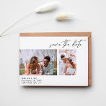 Modern Chic Two Photo Save the Date White Invitation<br><div class="desc">Get your guests excited for your wedding by sending a modern & Chic Two Photo White Save the Date Card with your photo & modern calligraphy.  See our photo wedding Invitation collection for more styles or photo orientations.</div>