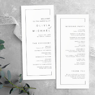 Modern chic typography minimalist wedding programme