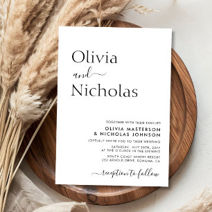 Modern Chic Typography Script Monogram Wedding Invitation