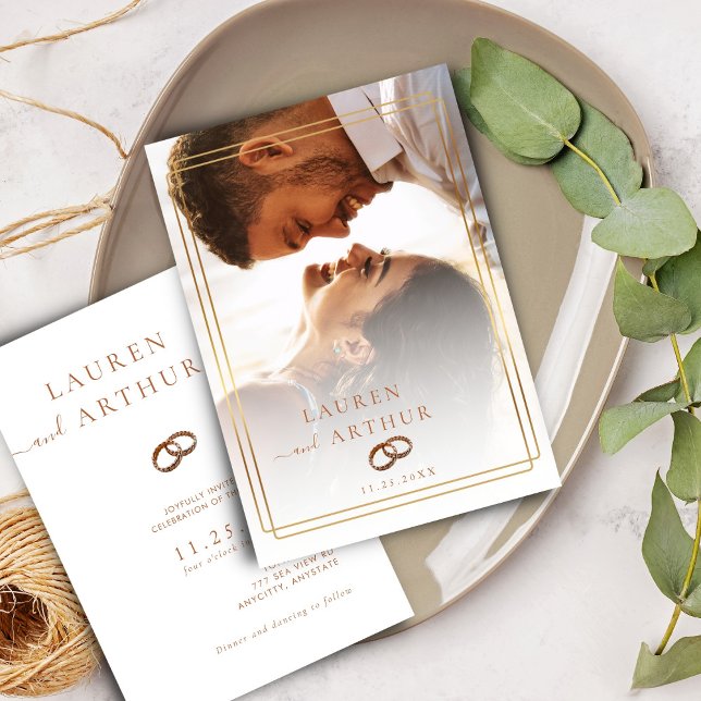 Modern Chic Ultra Minimal Typography Photo Wedding Invitation (Creator Uploaded)