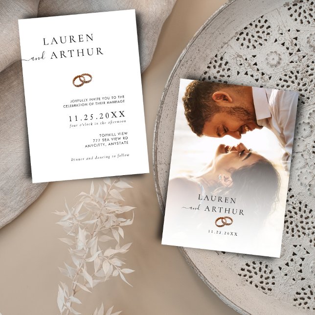 Modern Chic Ultra Minimal Typography Photo Wedding Invitation (Creator Uploaded)